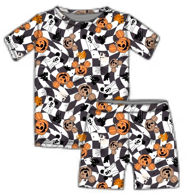 Halloween PREORDER Checkerween Short Sleeve and Shorts PJ set- ships mid August