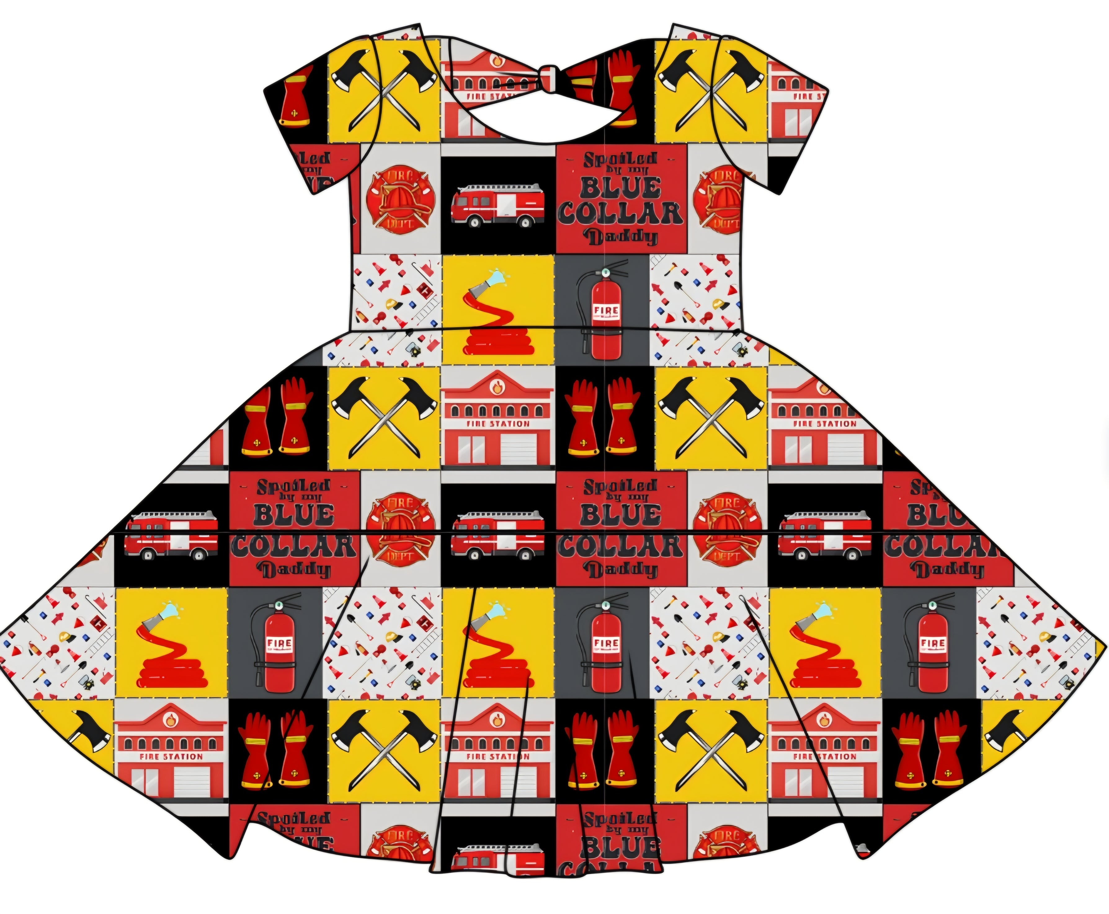 PREORDER- Firehouse Patchwork Bowback dress ships mid August