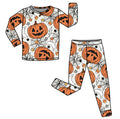 Halloween PREORDER Pumpkins & Webs Long Sleeve PJ set- ships mid August