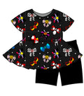 Halloween PREORDER Bows Peplum and Shorts Daywear set- ships mid August