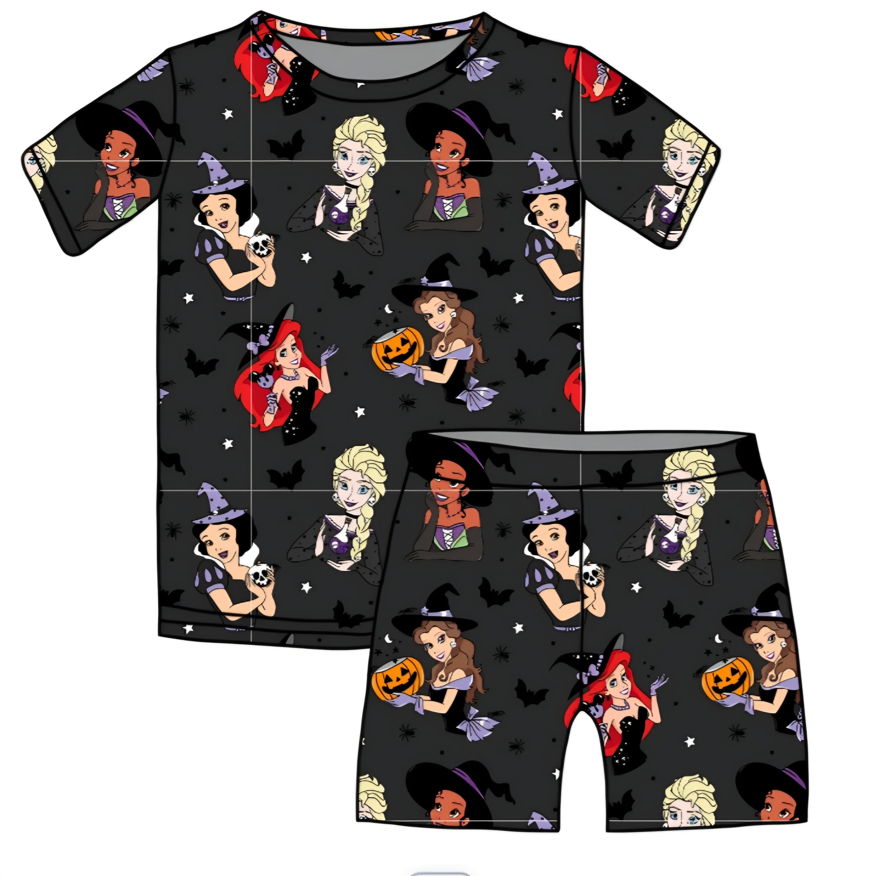 Halloween PREORDER Spooky Princess Short Sleeve and Shorts PJ set- ships mid August