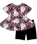 Halloween PREORDER Floral Ghouls Peplum & shorts- ships mid August