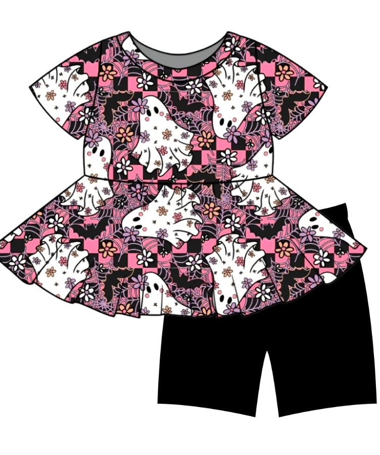 Halloween PREORDER Floral Ghouls Peplum & shorts- ships mid August