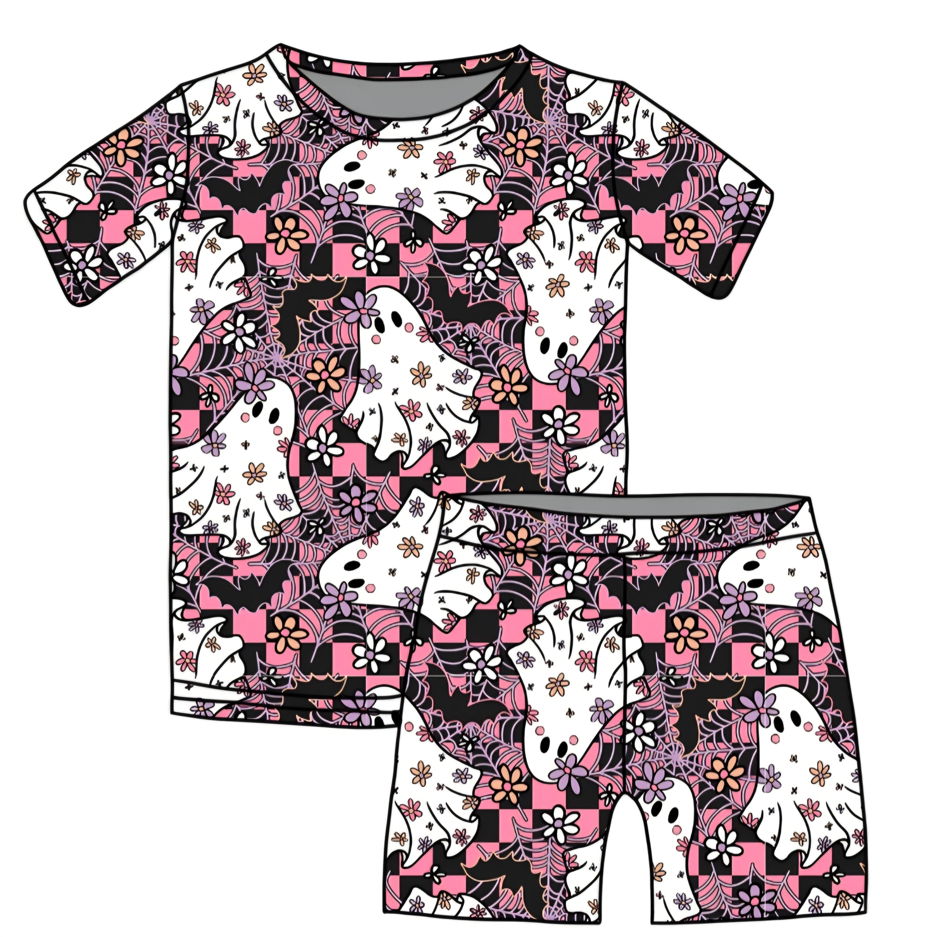 Halloween PREORDER Floral Ghouls Short Sleeve and Shorts PJ set- ships mid August