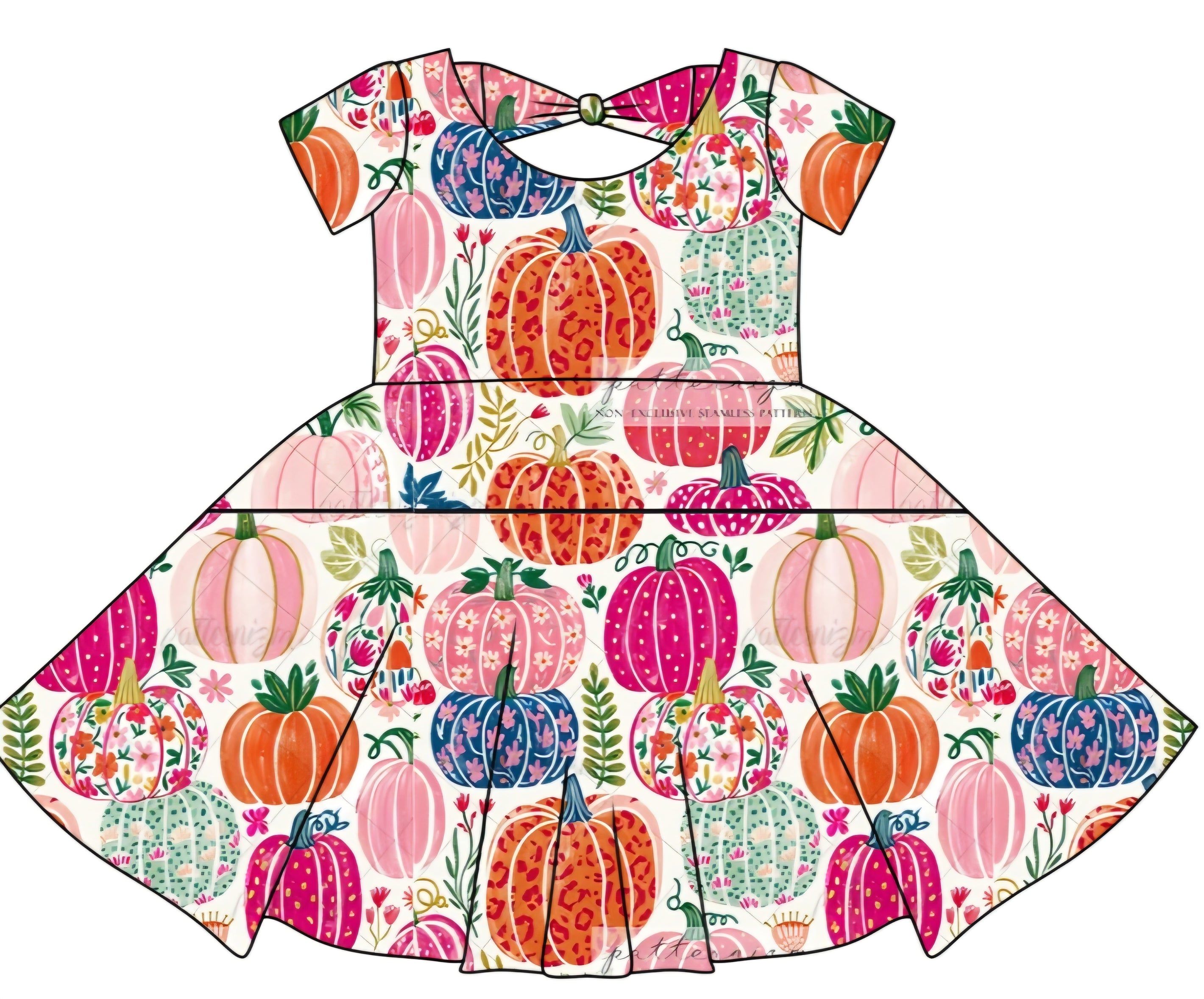 FALL PREORDER- Pink Pumpkin Parade Bowback Dress (ships mid August)