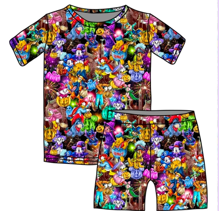 Halloween PREORDER Halloween On Main Short Sleeve/ Shorts PJ Set- ships mid August