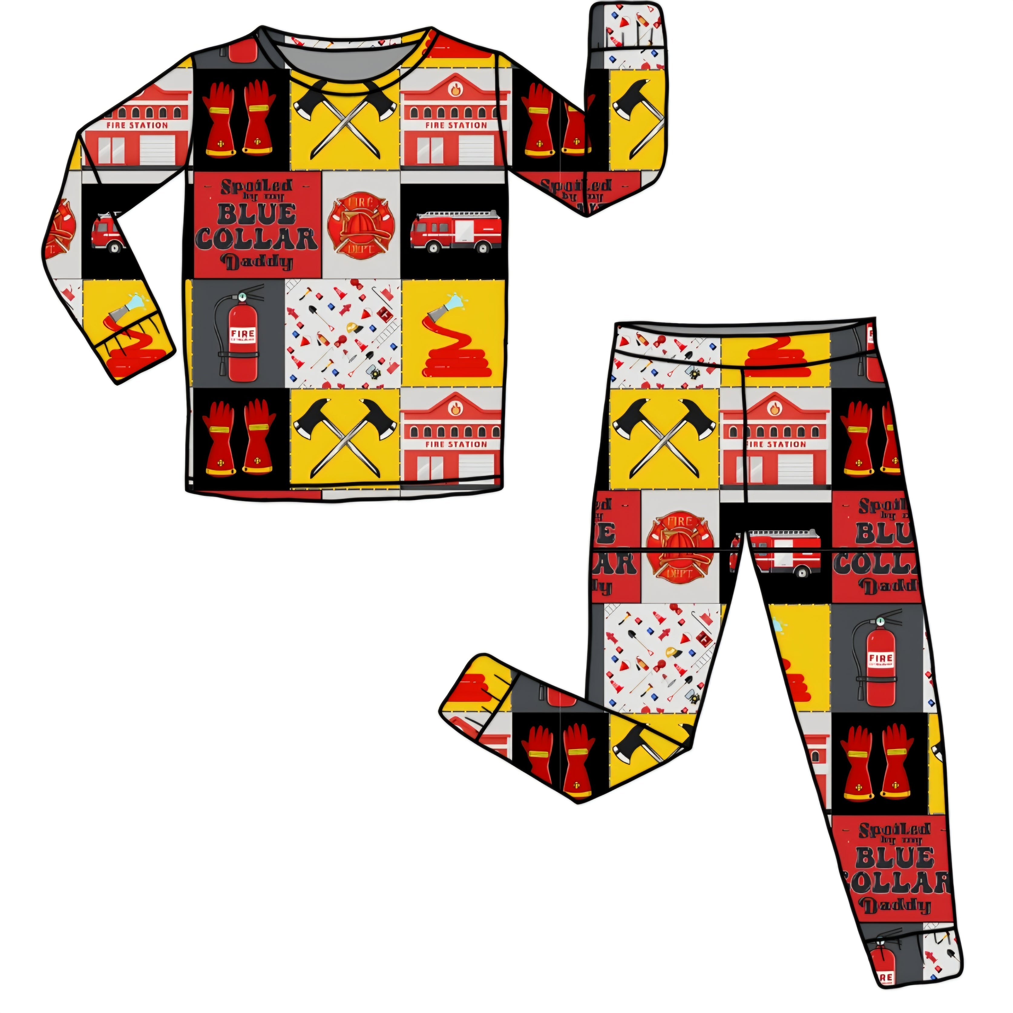 PREORDER- Firehouse Patchwork 2 piece PJ set ships mid August
