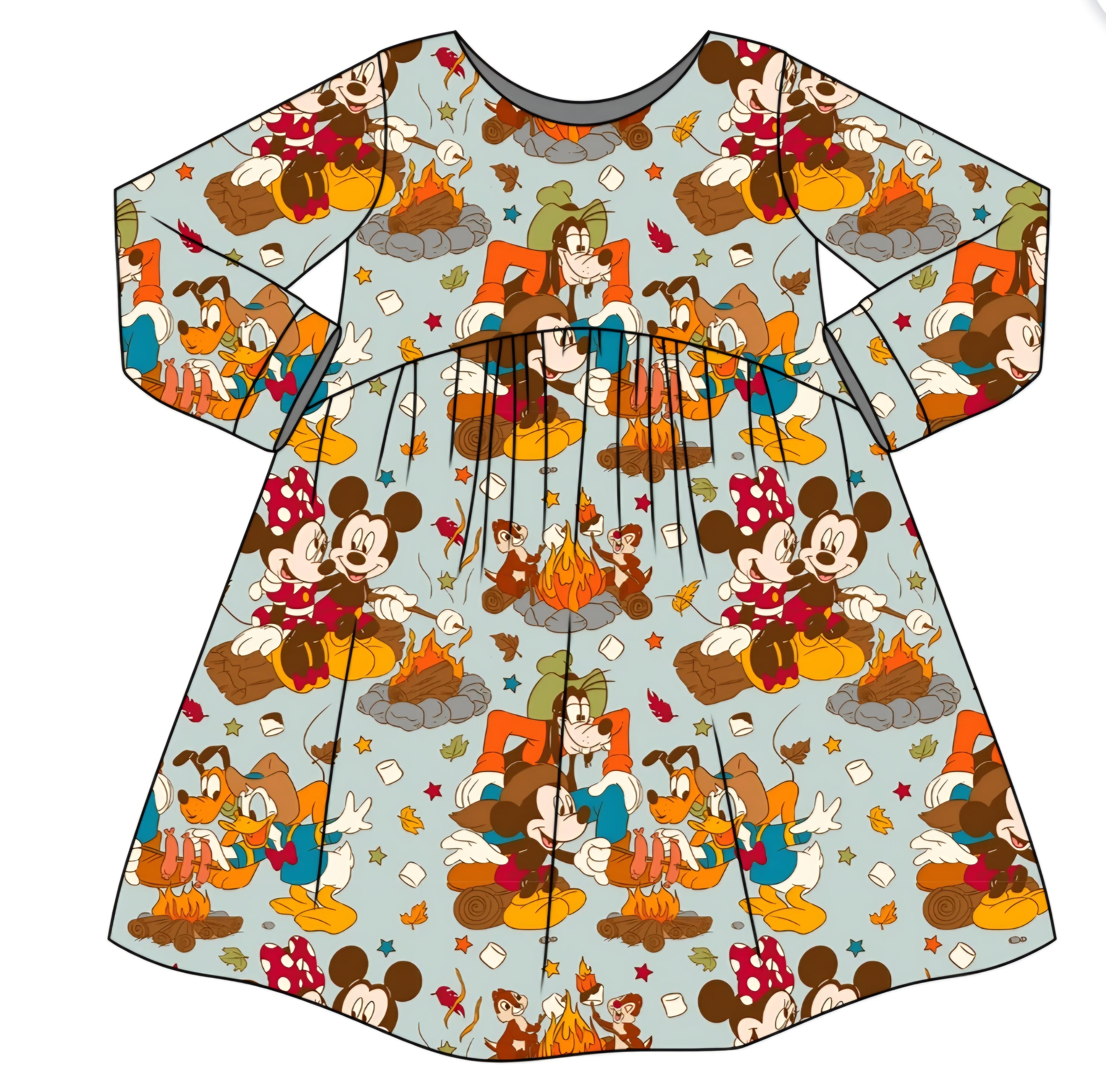 FALL PREORDER- Smore Fun Long Sleeve Twirl Dress (ships mid August)