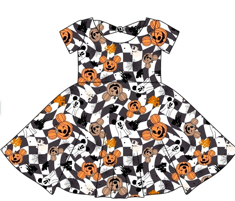 Halloween PREORDER Checkerween Bowback Dress- ships mid August