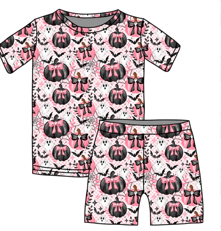 Halloween PREORDER Pretty Little Pumpkins Short sleeve PJ set- ships mid August