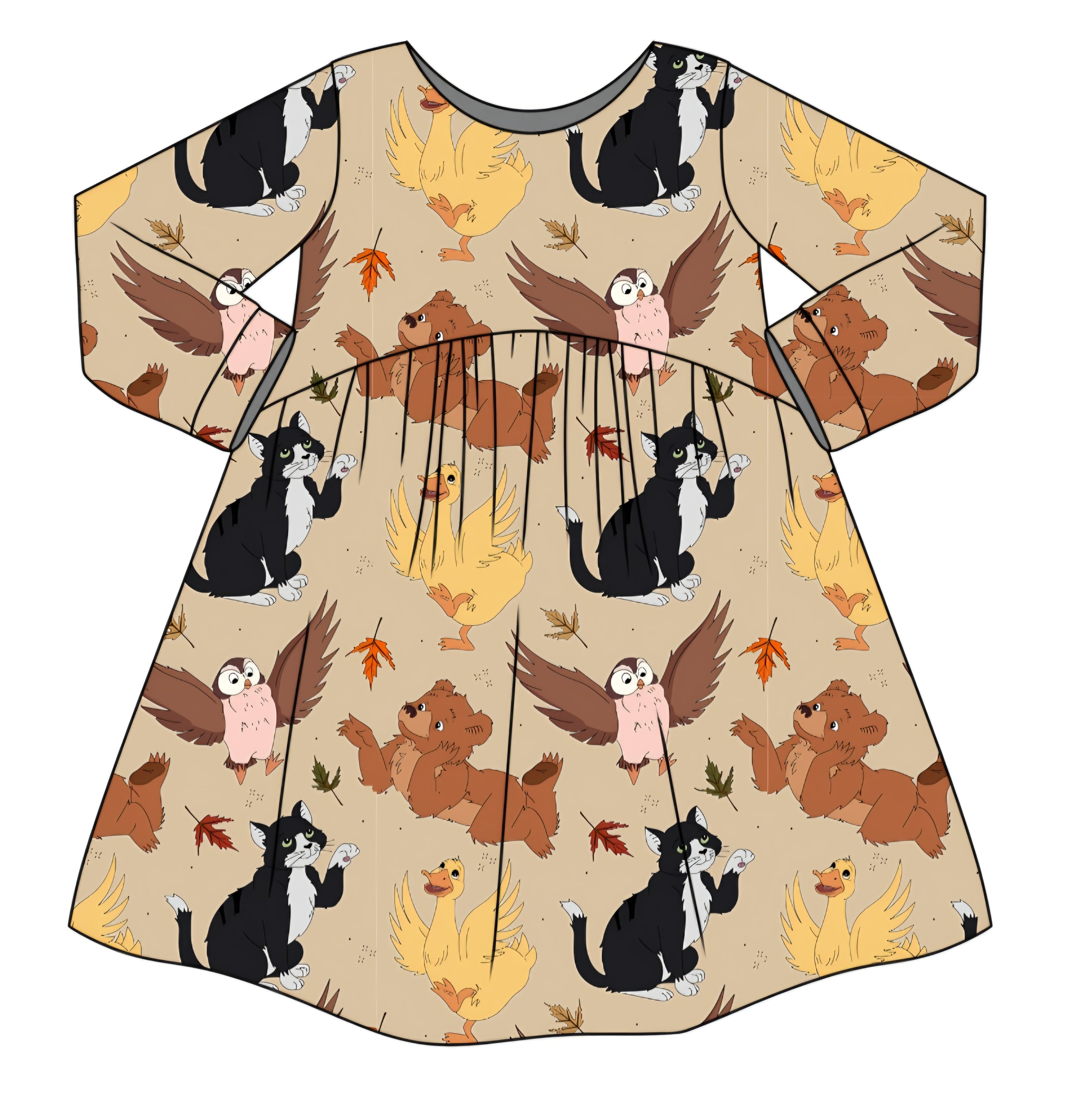 FALL PREORDER- Lil Bear Long Sleeve Twirl Dress(ships mid August)