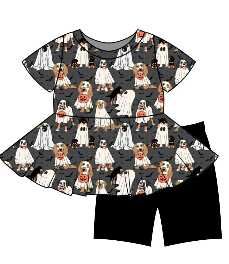 Halloween PREORDER Howl-o-ween Peplum and Shorts Daywear set- ships mid August