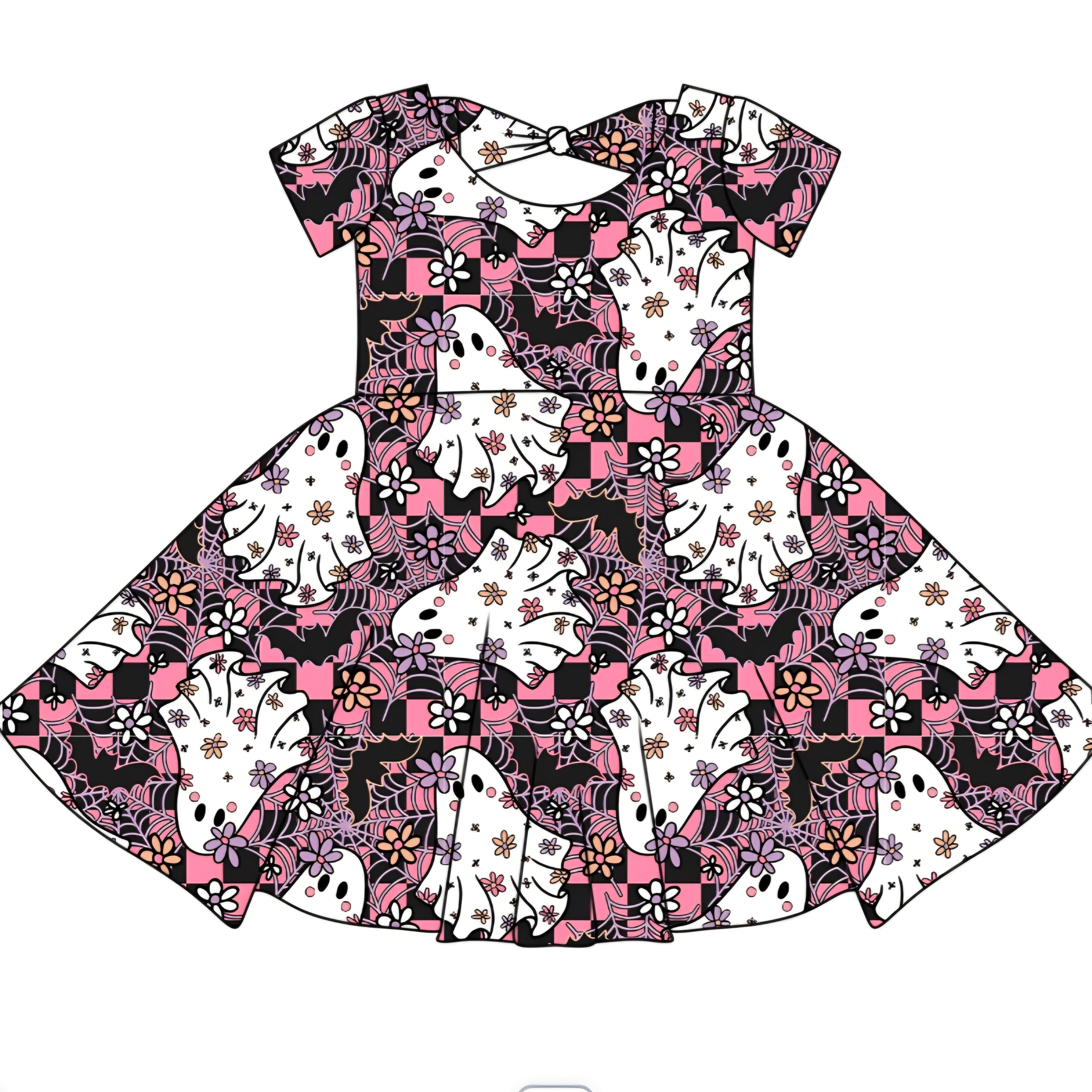 Halloween PREORDER Floral Ghouls Bowback Dress- ships mid August