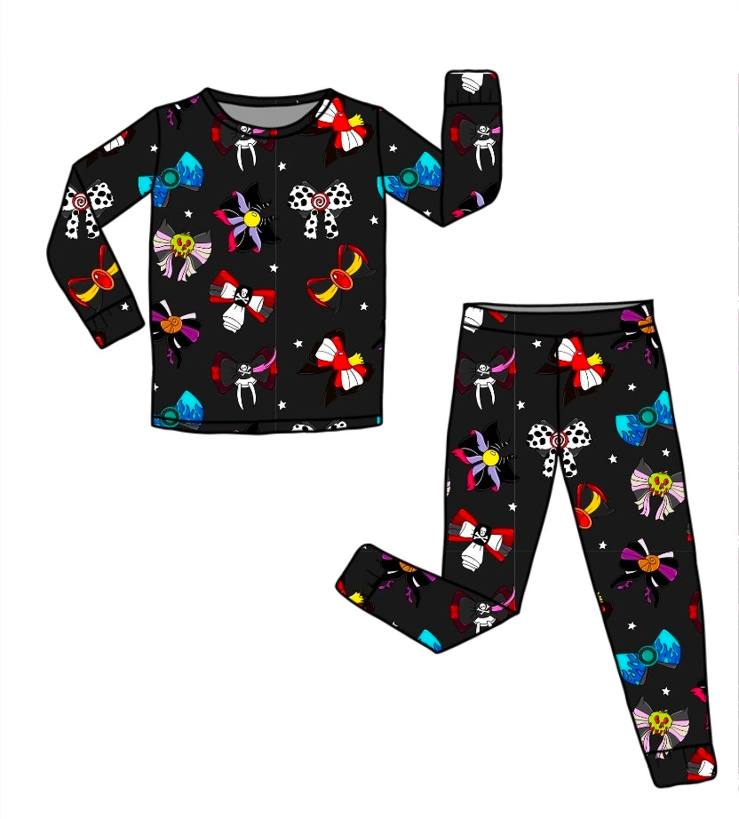 Halloween PREORDER Bows Long Sleeve PJ set- ships mid August