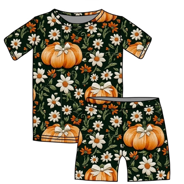 Halloween PREORDER Hey Pumpkin Short Sleeve and Shorts PJ set- ships mid August