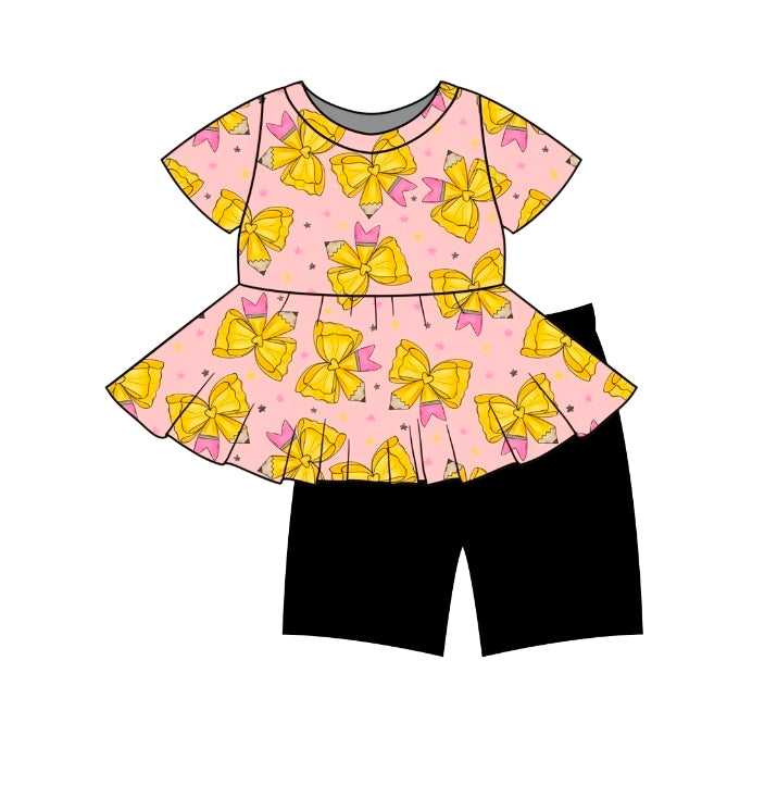 B2S PREORDER Pencil Bow Peplum and Shorts Daywear set- ships mid August