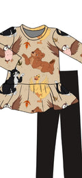 FALL PREORDER- Lil Bear Peplum and Leggings Daywear(ships mid August)