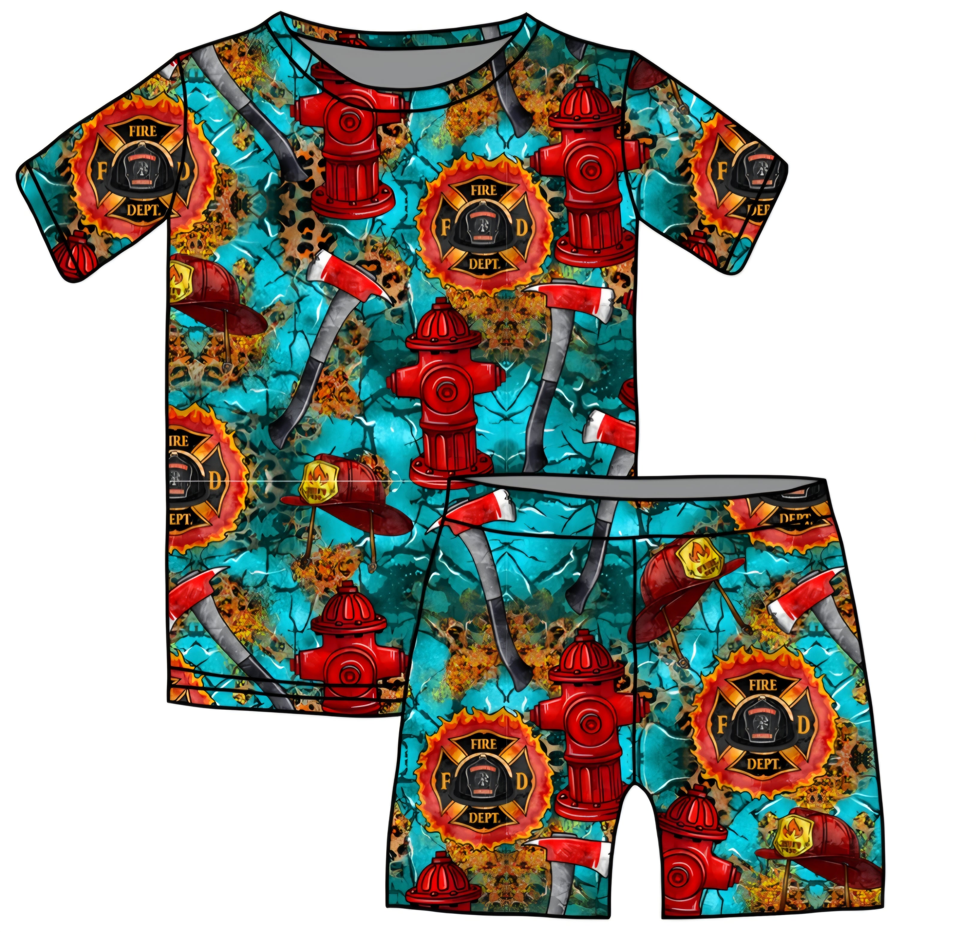 PREORDER- Hydrants & Heroes 2 piece short sleeve PJ set ships mid August